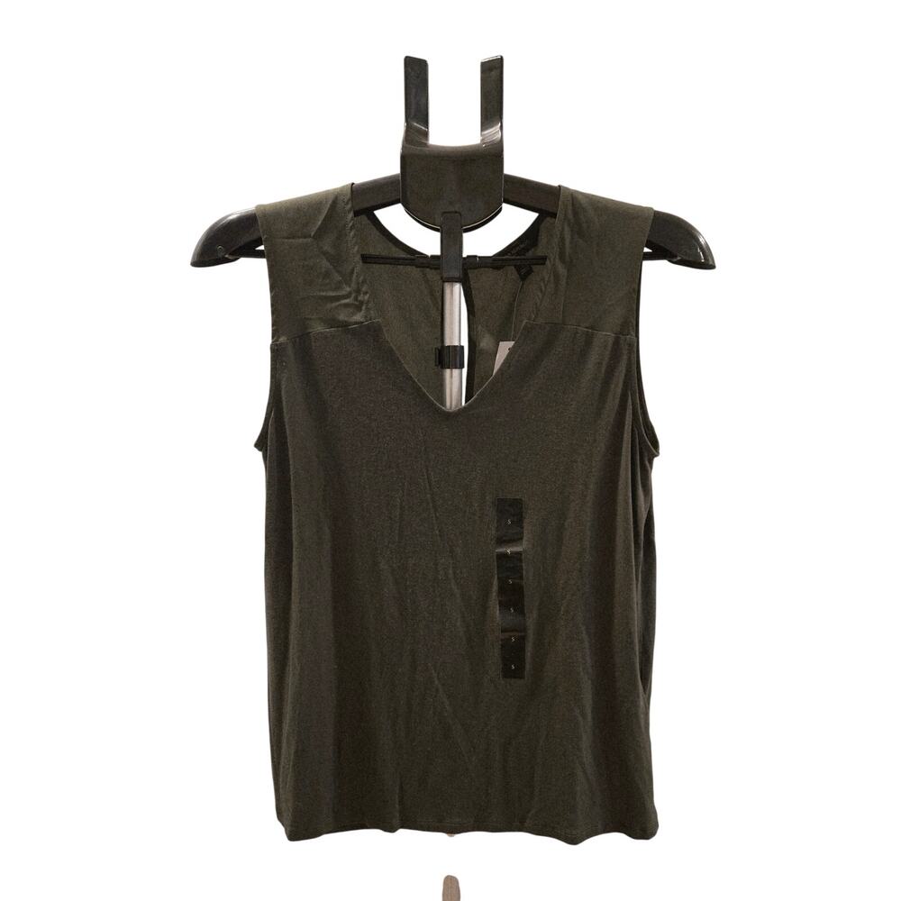 NWT Banana Republic Olive Green Mixed Media Sleeveless Shirt Sz Small